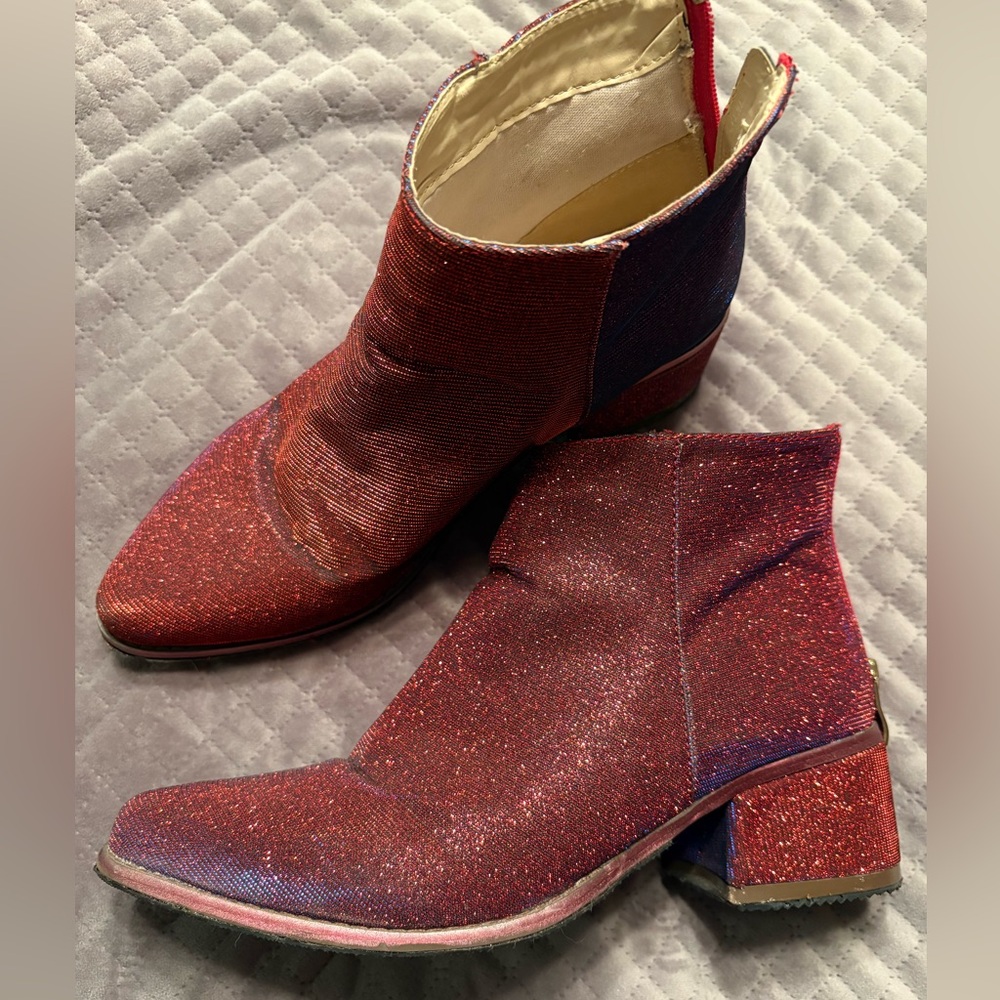 Nine City Vintage Red Sparkly Dorothy Boots Wizard of Oz Ruby Slippers Ankle